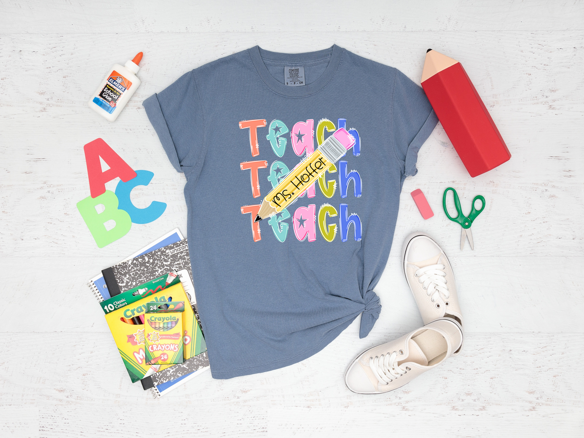 Personalized TEACH Teacher Tee